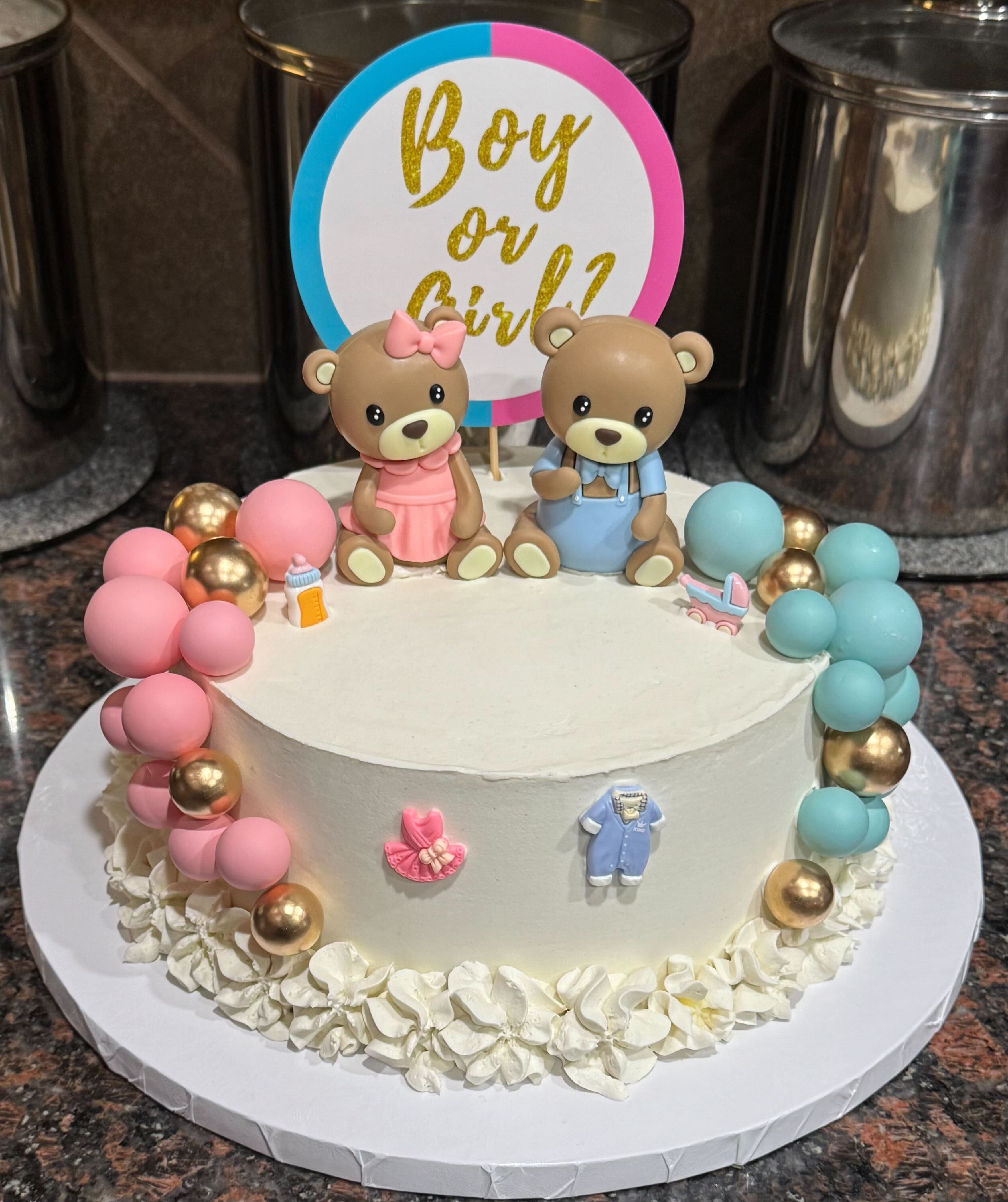 Gender Reveal Teddy Bear Cake