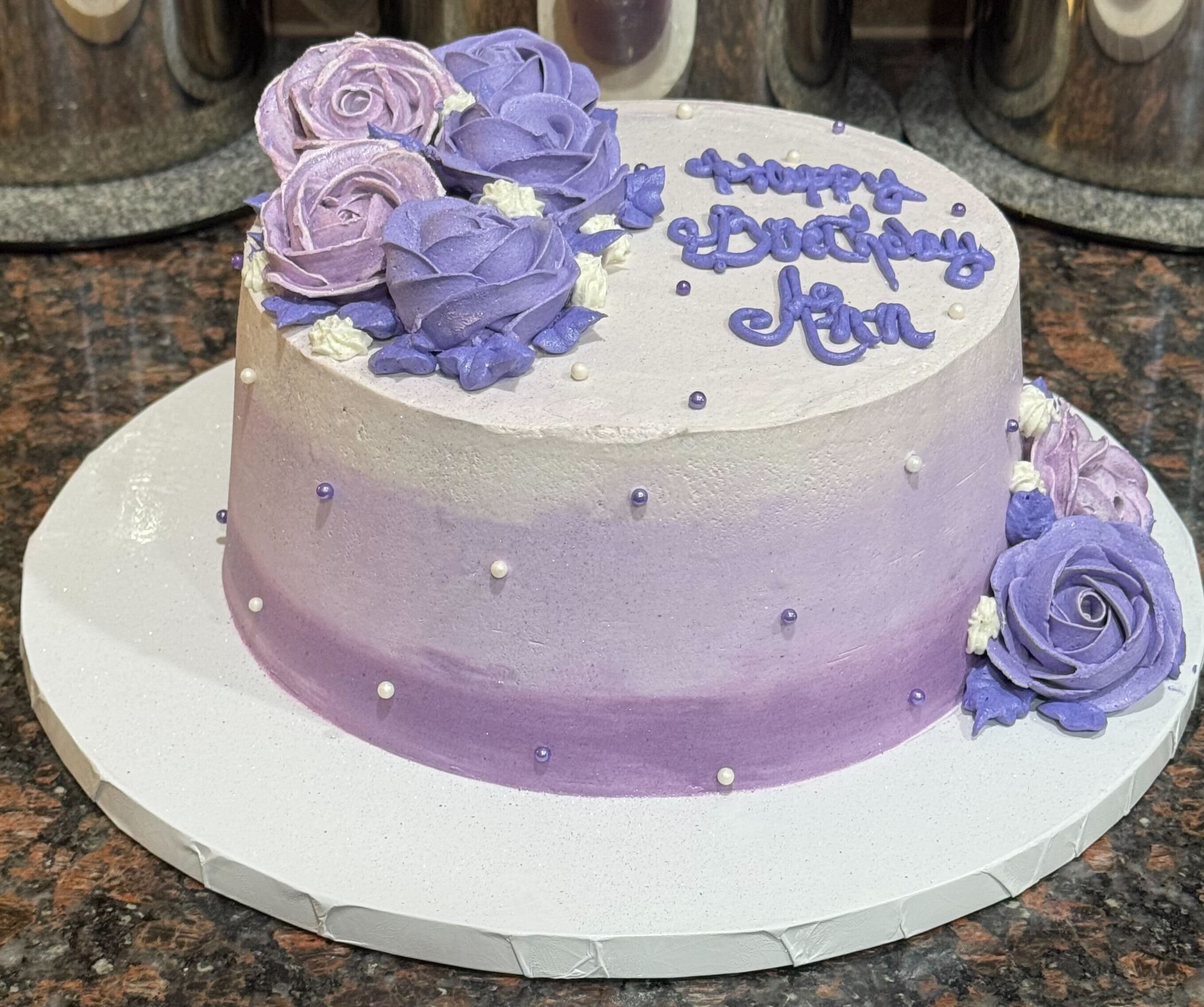 Purple Rose Birthday Cake